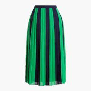 NWT - J Crew Petite striped pleated midi skirt